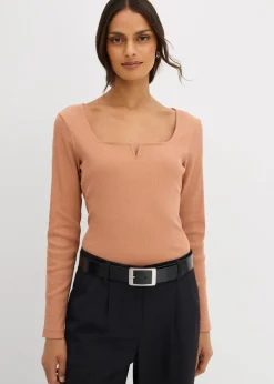Damen bonprix Nachhaltigere Materialien|Rippshirt aus reiner Bio-Baumwolle