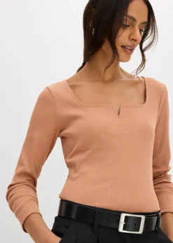 Damen bonprix Nachhaltigere Materialien|Rippshirt aus reiner Bio-Baumwolle
