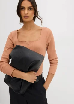 Damen bonprix Nachhaltigere Materialien|Rippshirt aus reiner Bio-Baumwolle