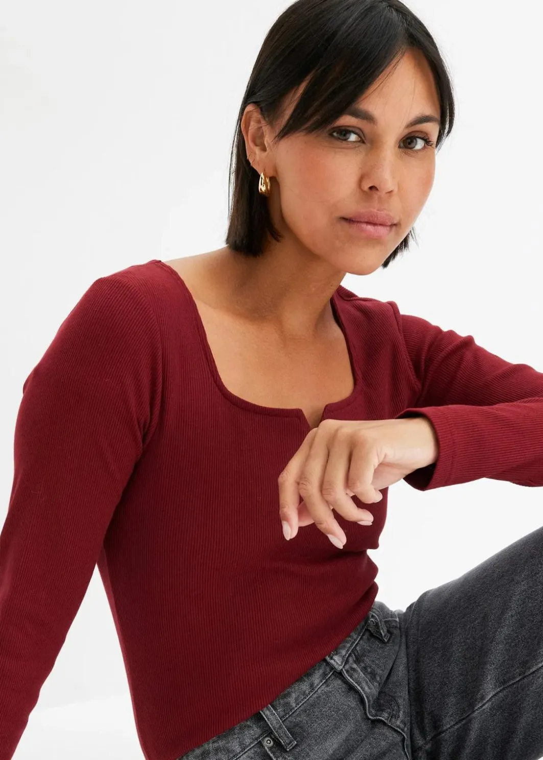 Online Rippshirt aus reiner Bio-Baumwolle Damen Nachhaltigere Materialien