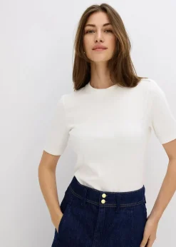 Damen bonprix Shirts & Tops|Rippshirt aus softem Viskose-Mix