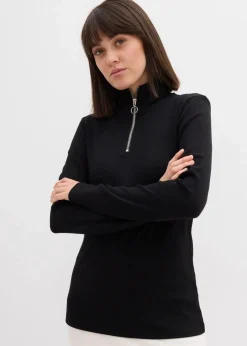 Damen bonprix Shirts & Tops|Rippshirt aus softem Viskose-Mix