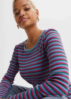 Hot Rippshirt gestreift aus Bio-Baumwolle Damen Shirts & Tops