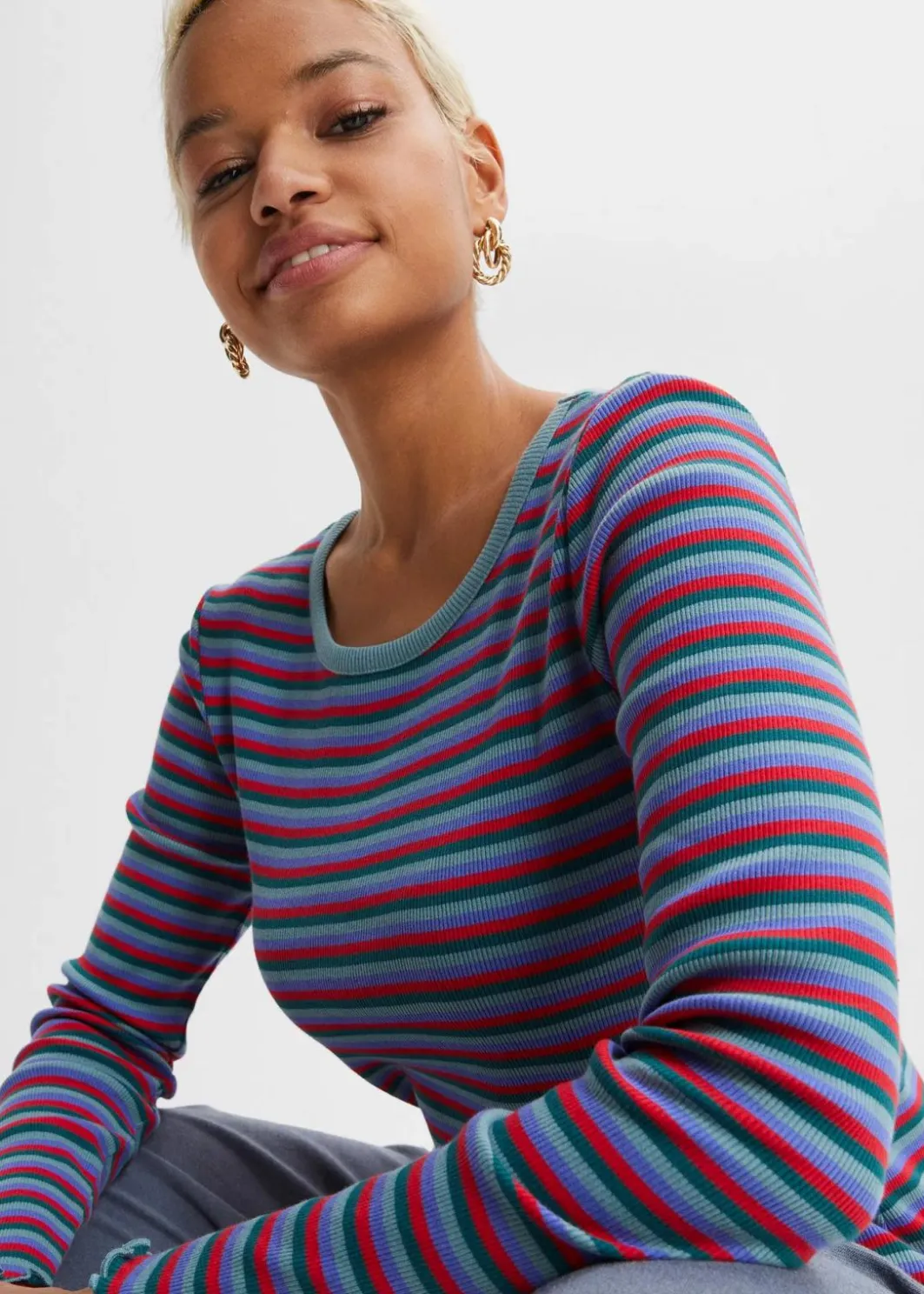 Hot Rippshirt gestreift aus Bio-Baumwolle Damen Shirts & Tops