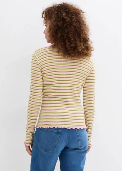 Damen bonprix Shirts & Tops|Rippshirt gestreift aus Bio-Baumwolle