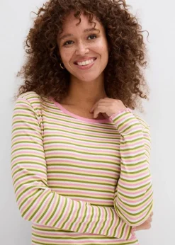 Damen bonprix Shirts & Tops|Rippshirt gestreift aus Bio-Baumwolle