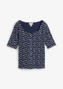 Hot Ripp-Shirt mit Blumendruck, Halbarm Damen Shirts & Tops
