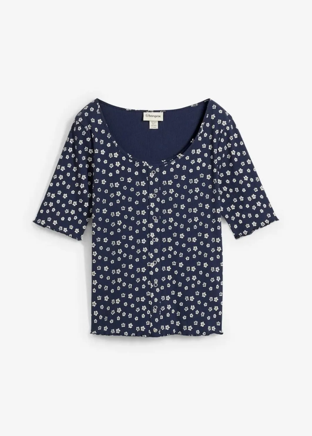 Hot Ripp-Shirt mit Blumendruck, Halbarm Damen Shirts & Tops