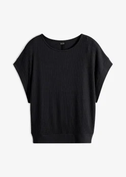 Damen bonprix Shirts & Tops|Rippshirt mit Fledermausärmeln