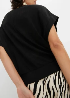 Damen bonprix Shirts & Tops|Rippshirt mit Fledermausärmeln