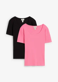 Damen bonprix Bekleidung·Röcke|Basics|Rippshirt mit reiner Bio-Baumwolle (2er Pack)