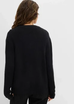 New Rippstrickjacke, Rundhals Damen Pullover & Strickjacken|Basics