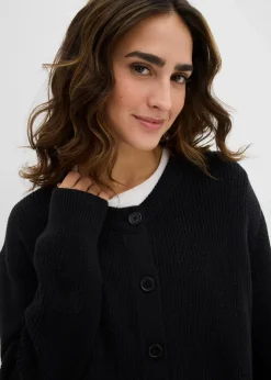 New Rippstrickjacke, Rundhals Damen Pullover & Strickjacken|Basics