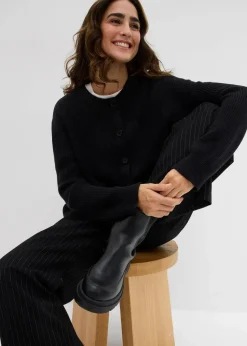 New Rippstrickjacke, Rundhals Damen Pullover & Strickjacken|Basics