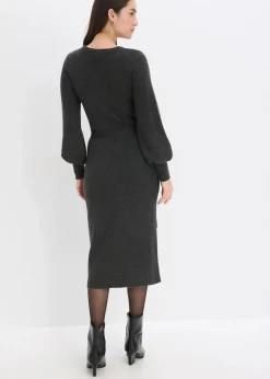 Best Ripp-Strickkleid aus fließendem Viskose-Mix Damen Kleider|Strickmode