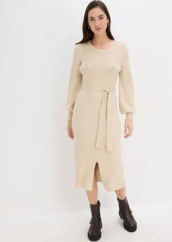 Damen bonprix Bekleidung·Umstandsmode|Bekleidung·Pullover & Strickjacken|Ripp-Strickkleid aus fließendem Viskose-Mix