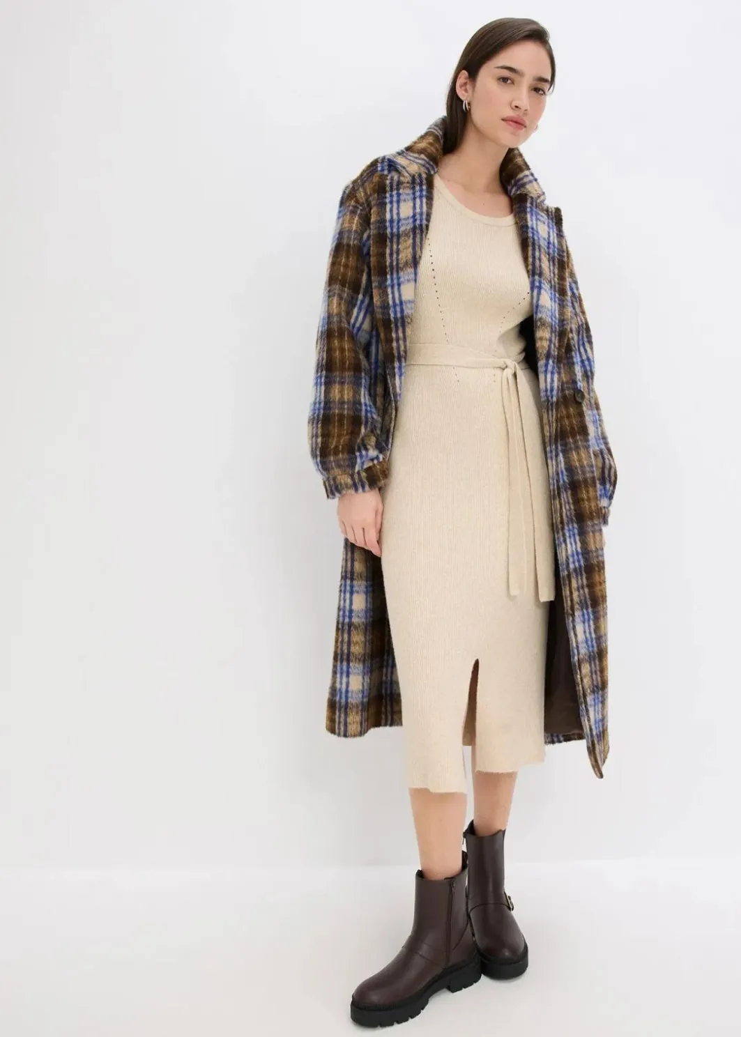 Damen bonprix Bekleidung·Umstandsmode|Bekleidung·Pullover & Strickjacken|Ripp-Strickkleid aus fließendem Viskose-Mix