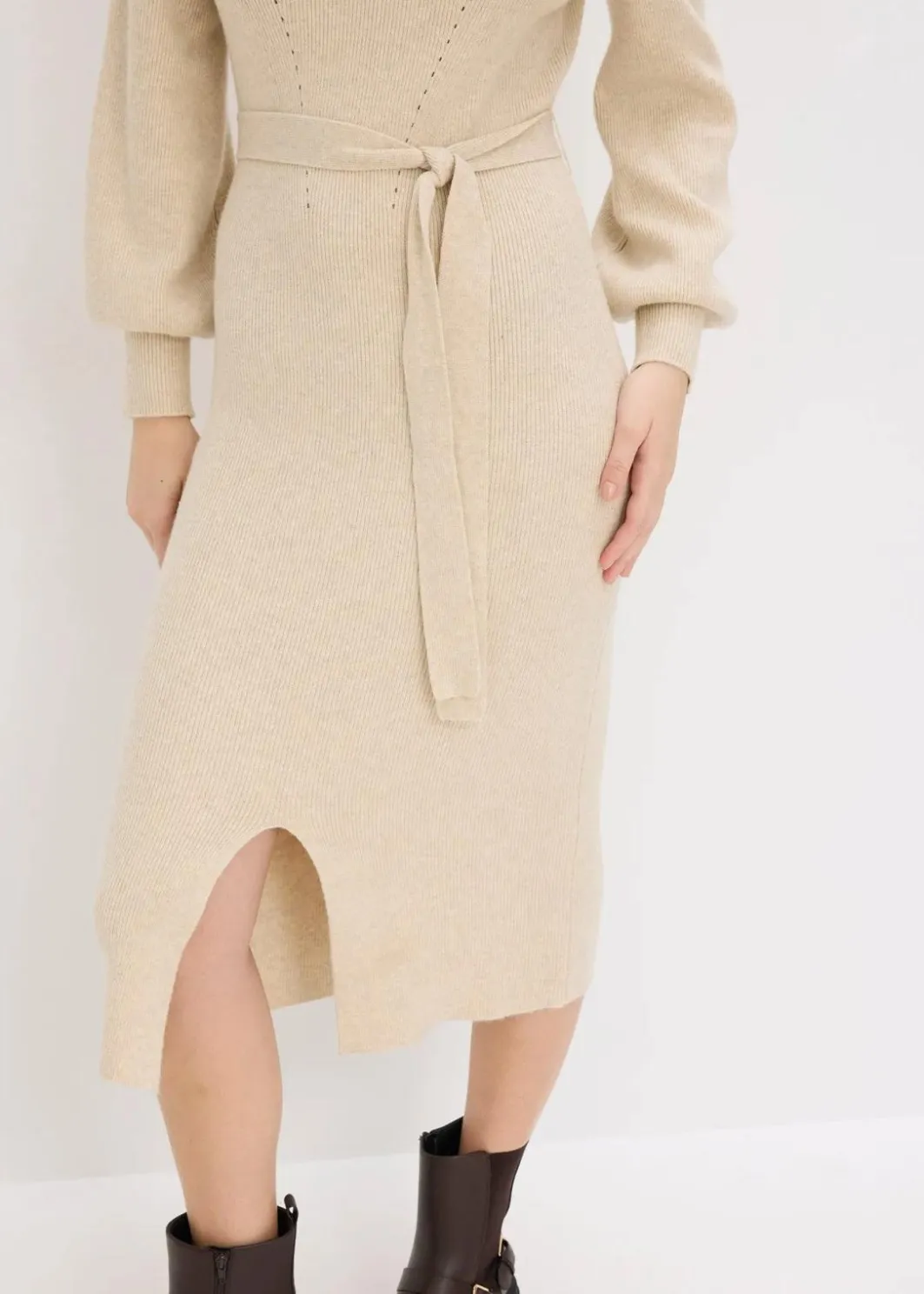 Damen bonprix Bekleidung·Umstandsmode|Bekleidung·Pullover & Strickjacken|Ripp-Strickkleid aus fließendem Viskose-Mix