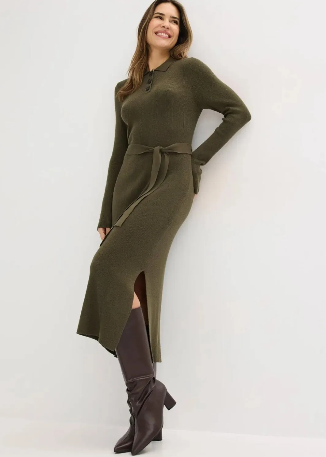Damen bonprix Bekleidung·Umstandsmode|Strickmode|Ripp-Strickkleid aus Viskose-Mix