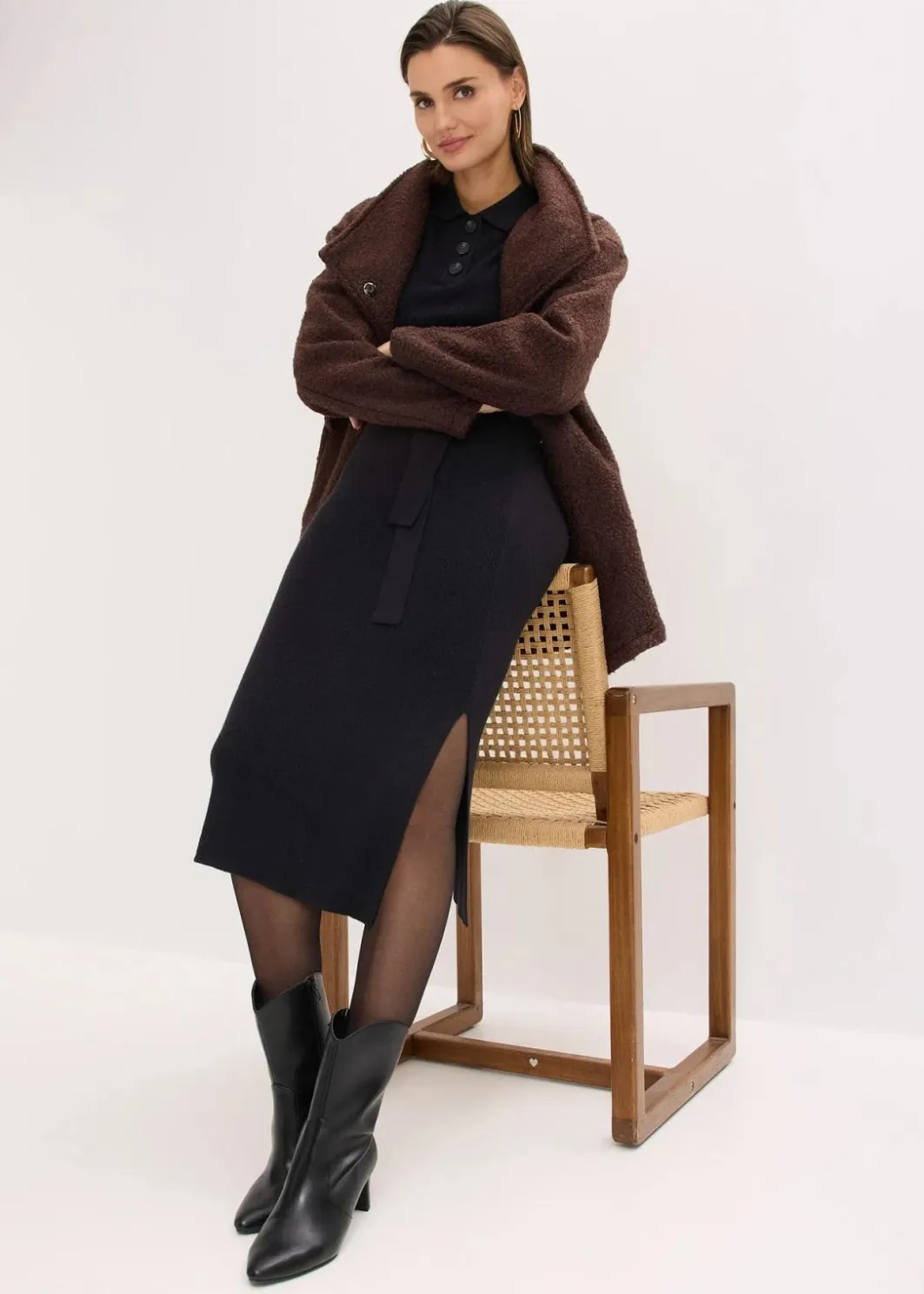 Damen bonprix Bekleidung·Umstandsmode|Strickmode|Ripp-Strickkleid aus Viskose-Mix