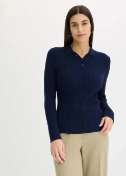 Sale Ripp-Strickpullover aus Viskose-Mix Damen Nachhaltigere Materialien