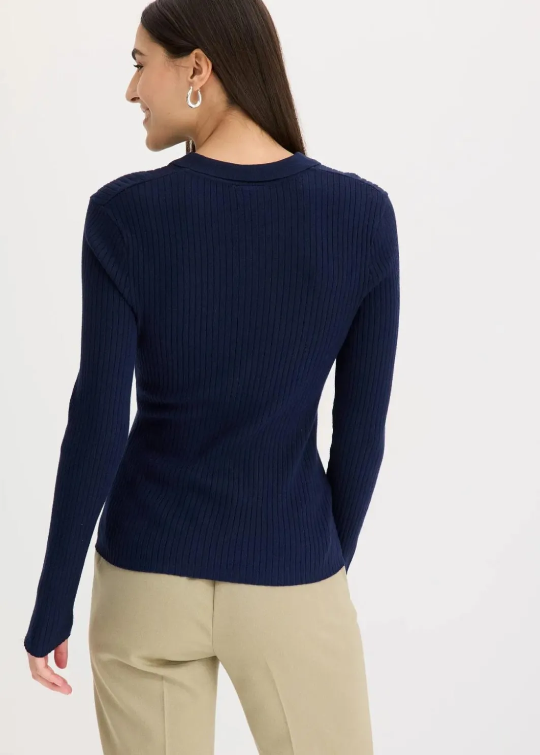 Sale Ripp-Strickpullover aus Viskose-Mix Damen Nachhaltigere Materialien