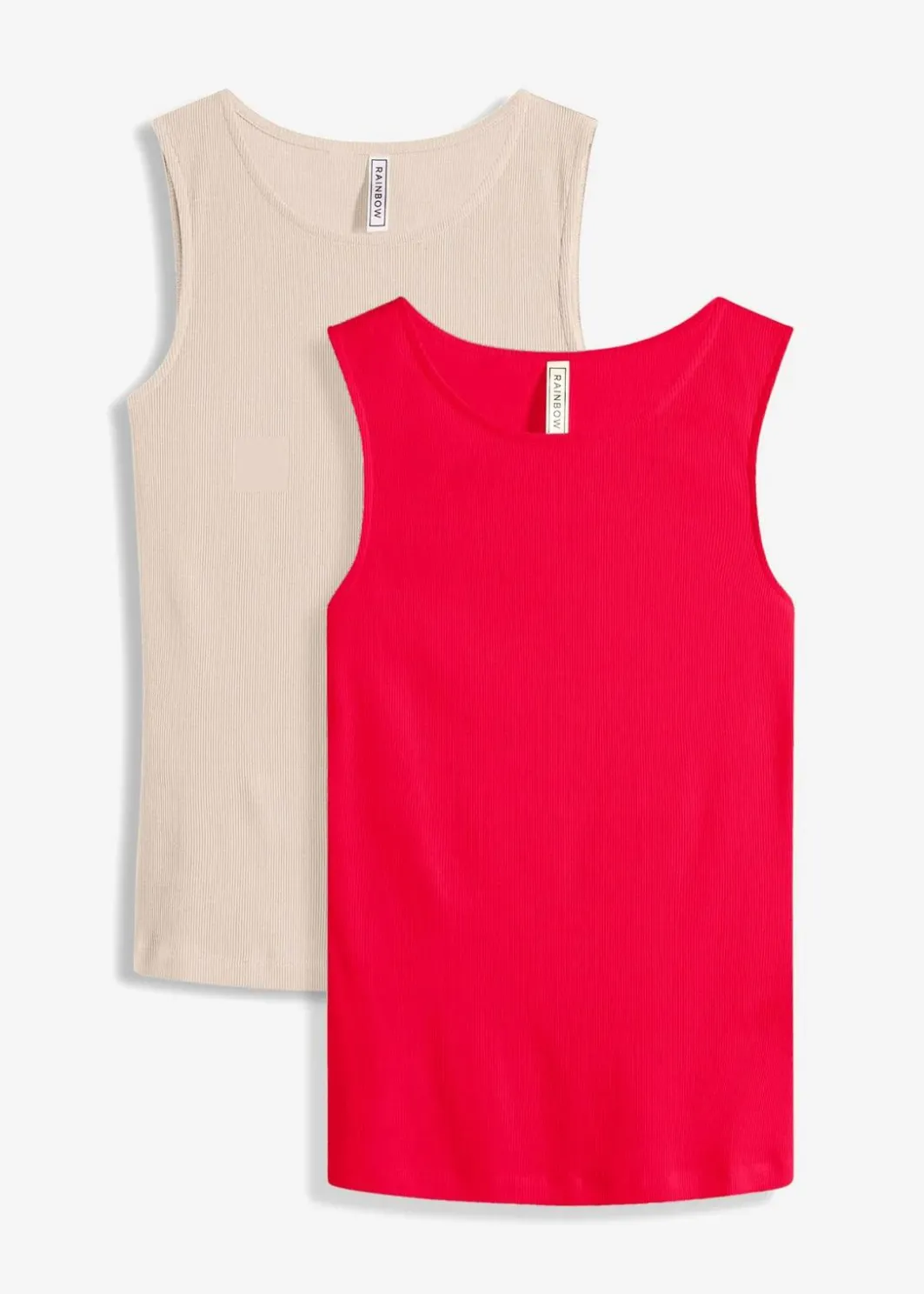 Damen bonprix Nachhaltigere Materialien|Shirts & Tops|Ripp-Top aus reiner Bio-Baumwolle (2er Pack)