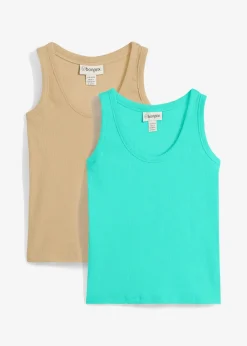 Damen bonprix Wäsche·Unterhemden|Bekleidung·Röcke|Ripp-Top mit Bio-Baumwolle (2er Pack)