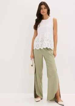 Damen bonprix Bekleidung·Jacken & Mäntel|Blusen & Tuniken|Ärmelloses Blusentop mit Schlitz und Lochstickerei