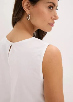 Damen bonprix Bekleidung·Jacken & Mäntel|Blusen & Tuniken|Ärmelloses Blusentop mit Schlitz und Lochstickerei