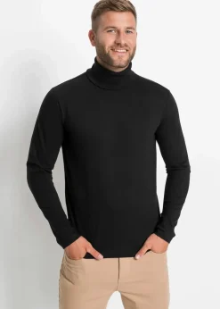 Hot Rollkragen-Langarmshirt aus reiner Bio-Baumwolle Herren Große Größen|Basics