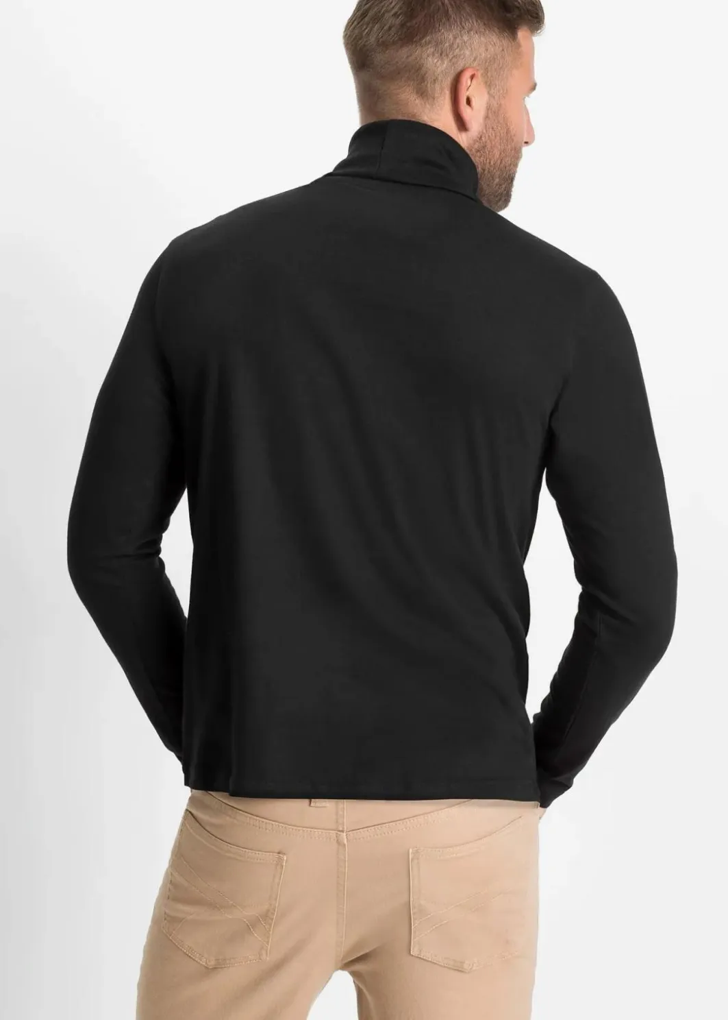 Hot Rollkragen-Langarmshirt aus reiner Bio-Baumwolle Herren Große Größen|Basics