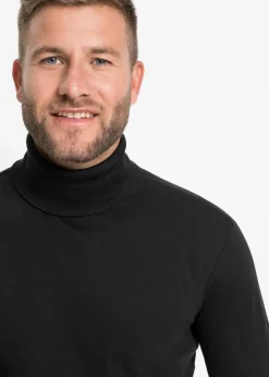 Hot Rollkragen-Langarmshirt aus reiner Bio-Baumwolle Herren Große Größen|Basics