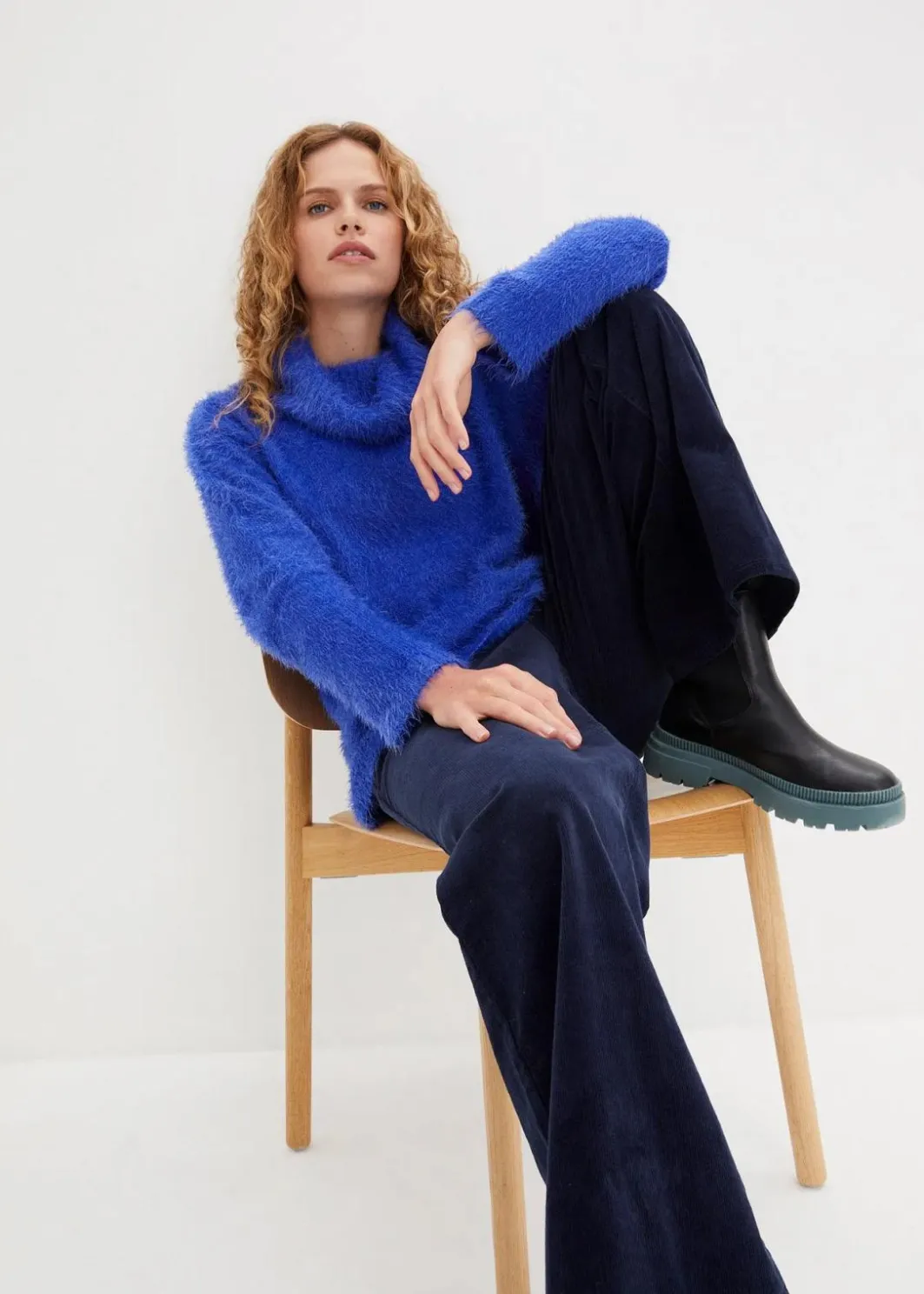 Damen bonprix Pullover & Strickjacken|Strickmode|Rollkragenpullover aus weichem Federgarn