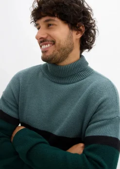 Rollkragenpullover im Colourblocking-Design Herren Pullover & Strickjacken|Große Größen