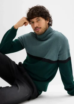 Rollkragenpullover im Colourblocking-Design Herren Pullover & Strickjacken|Große Größen