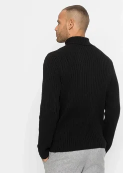 Herren bonprix Große Größen|Pullover & Strickjacken|Rollkragenpullover in Rippstruktur mit recycelter Baumwolle