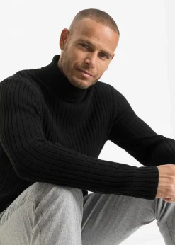 Herren bonprix Große Größen|Pullover & Strickjacken|Rollkragenpullover in Rippstruktur mit recycelter Baumwolle