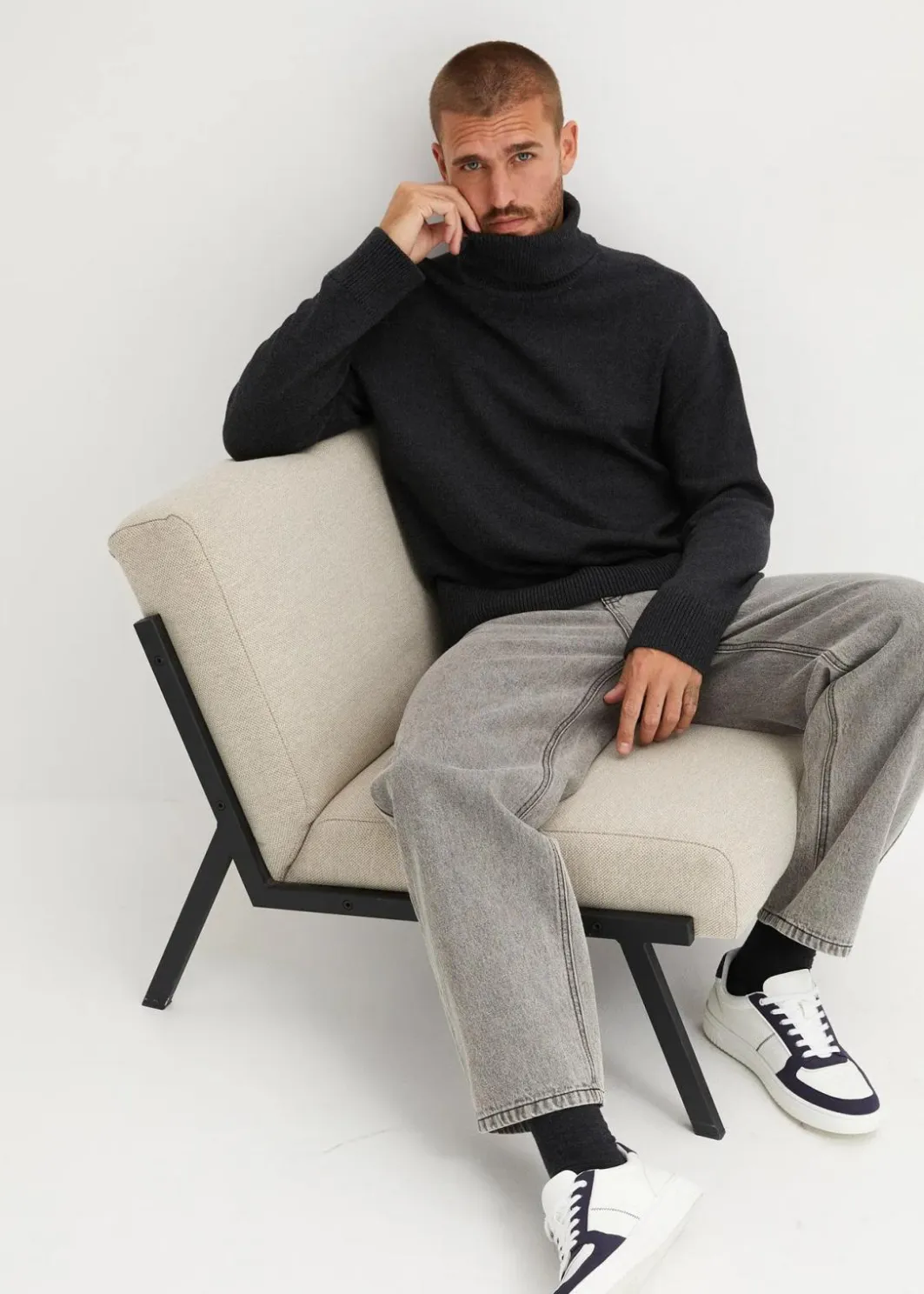 Discount Rollkragenpullover mit Baumwolle, Loose Fit Herren Große Größen|Pullover & Strickjacken