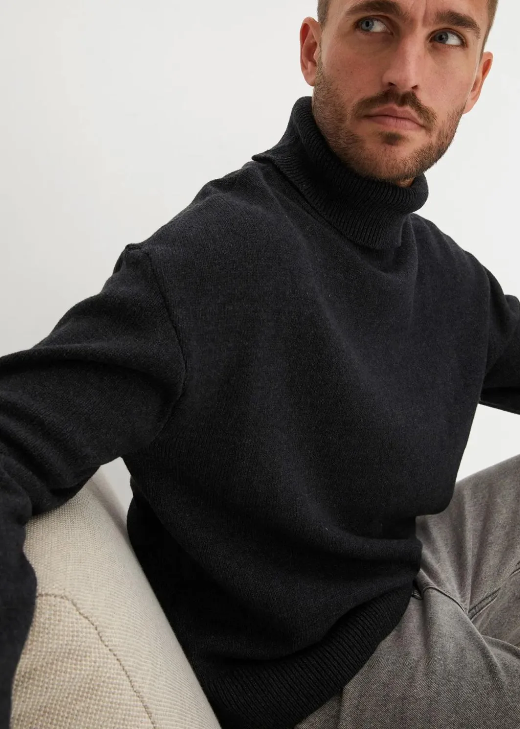 Discount Rollkragenpullover mit Baumwolle, Loose Fit Herren Große Größen|Pullover & Strickjacken