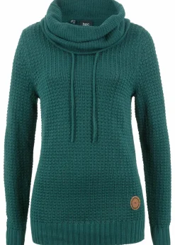 Damen bonprix Pullover & Strickjacken|Strickmode|Rollkragenpullover mit Kordeln