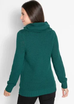 Damen bonprix Pullover & Strickjacken|Strickmode|Rollkragenpullover mit Kordeln
