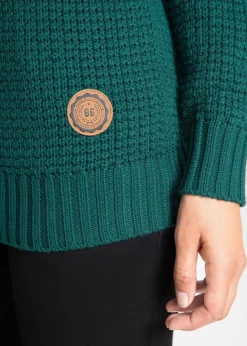 Damen bonprix Pullover & Strickjacken|Strickmode|Rollkragenpullover mit Kordeln