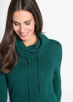 Damen bonprix Pullover & Strickjacken|Strickmode|Rollkragenpullover mit Kordeln