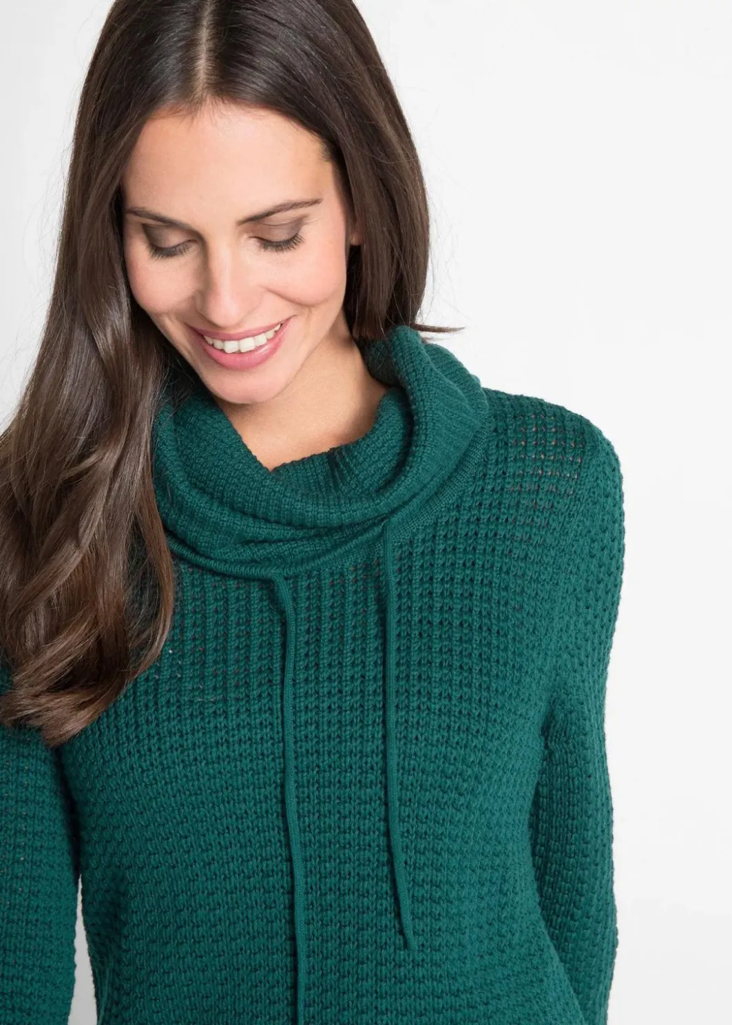 Damen bonprix Pullover & Strickjacken|Strickmode|Rollkragenpullover mit Kordeln