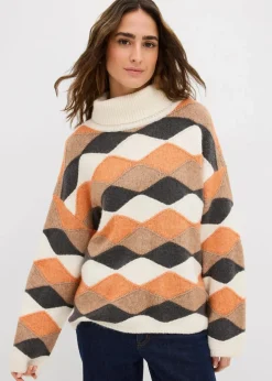 Damen bonprix Bekleidung·Umstandsmode|Strickmode|Rollkragenpullover mit Muster