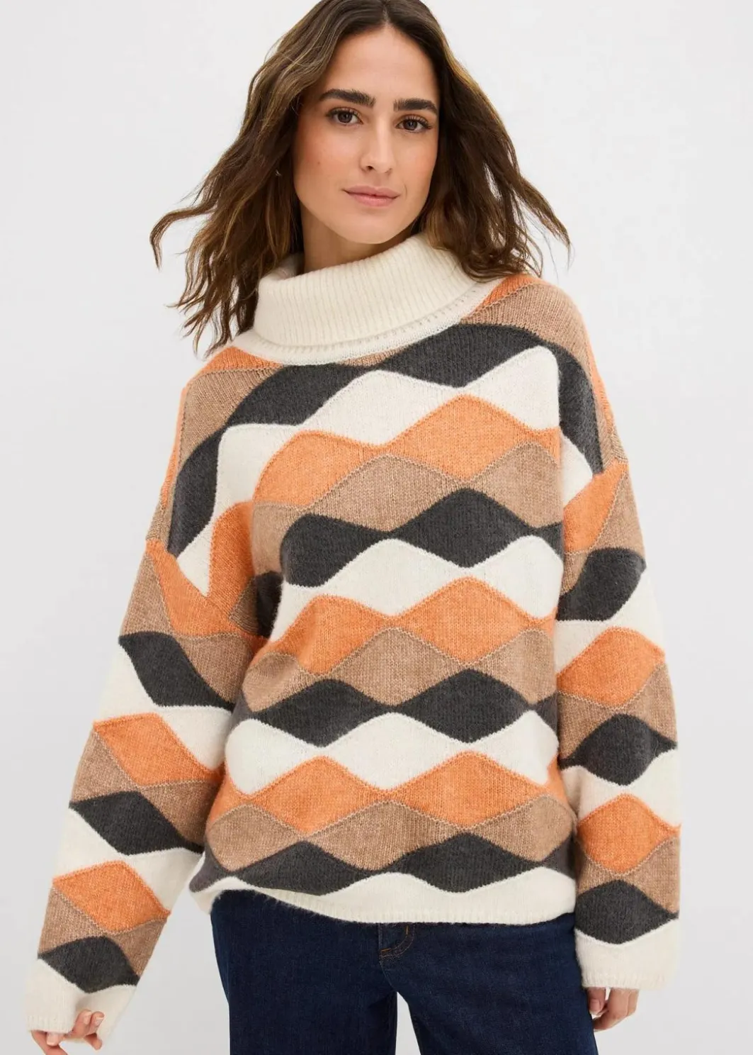 Damen bonprix Bekleidung·Umstandsmode|Strickmode|Rollkragenpullover mit Muster