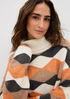 Damen bonprix Bekleidung·Umstandsmode|Strickmode|Rollkragenpullover mit Muster