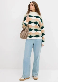 Damen bonprix Bekleidung·Umstandsmode|Strickmode|Rollkragenpullover mit Muster