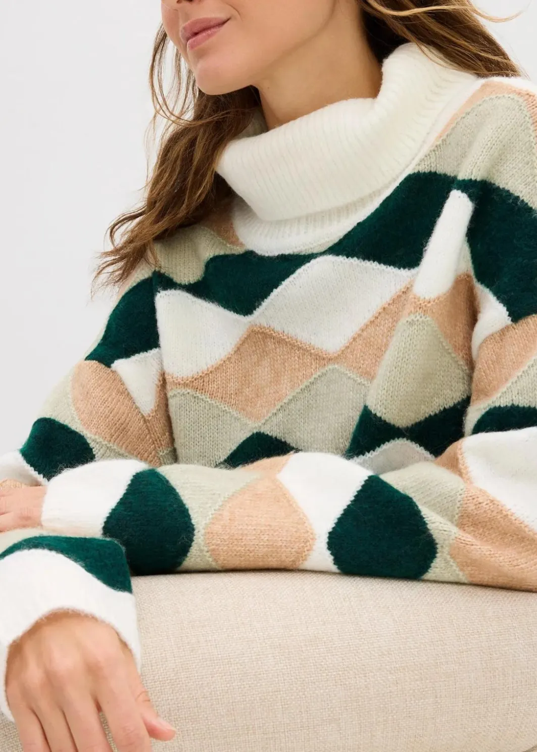 Damen bonprix Bekleidung·Umstandsmode|Strickmode|Rollkragenpullover mit Muster